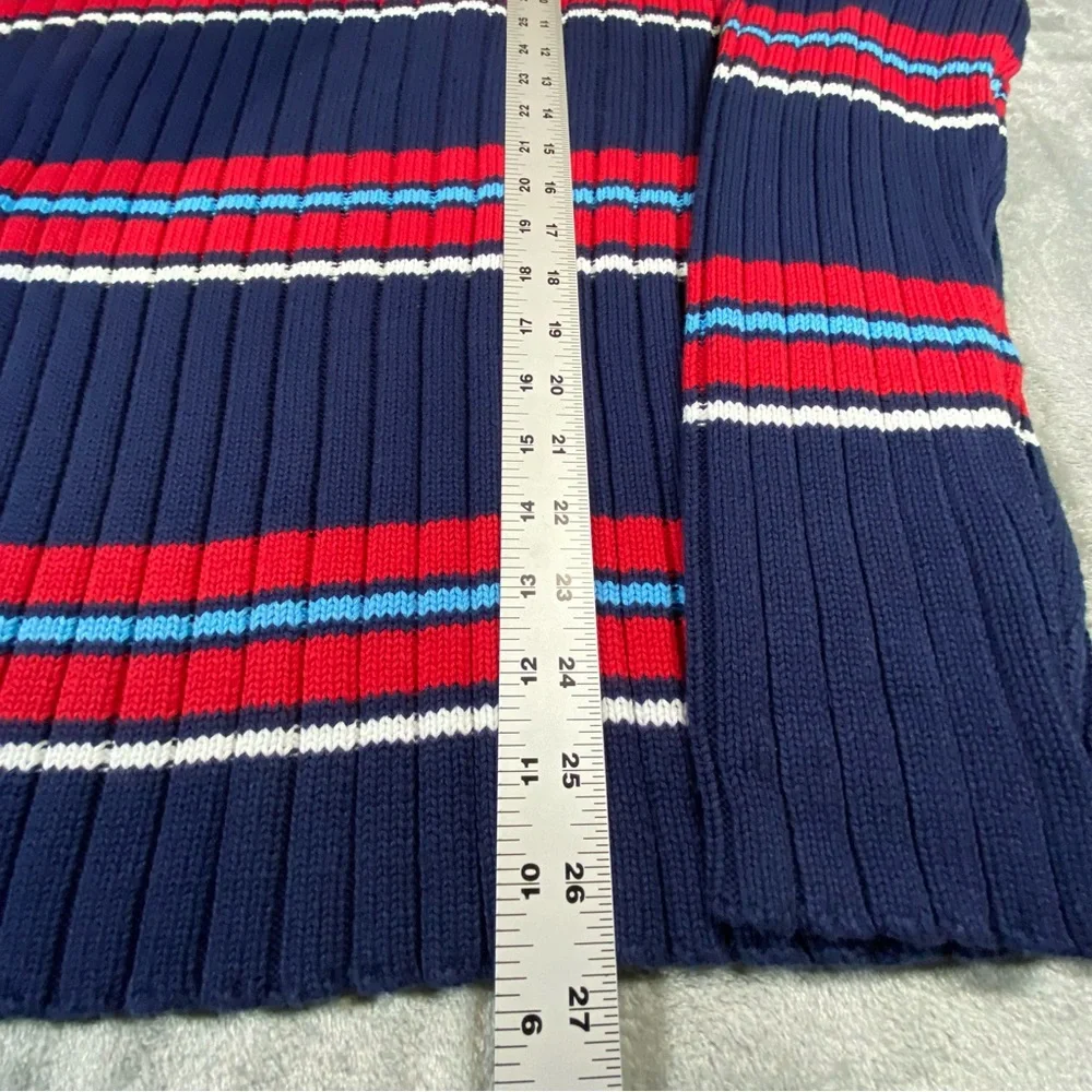 Knit Sweater Men’s Large Chunky Bombardier Key West 1/4 Zip Striped Blue Red - Picture 5 of 13